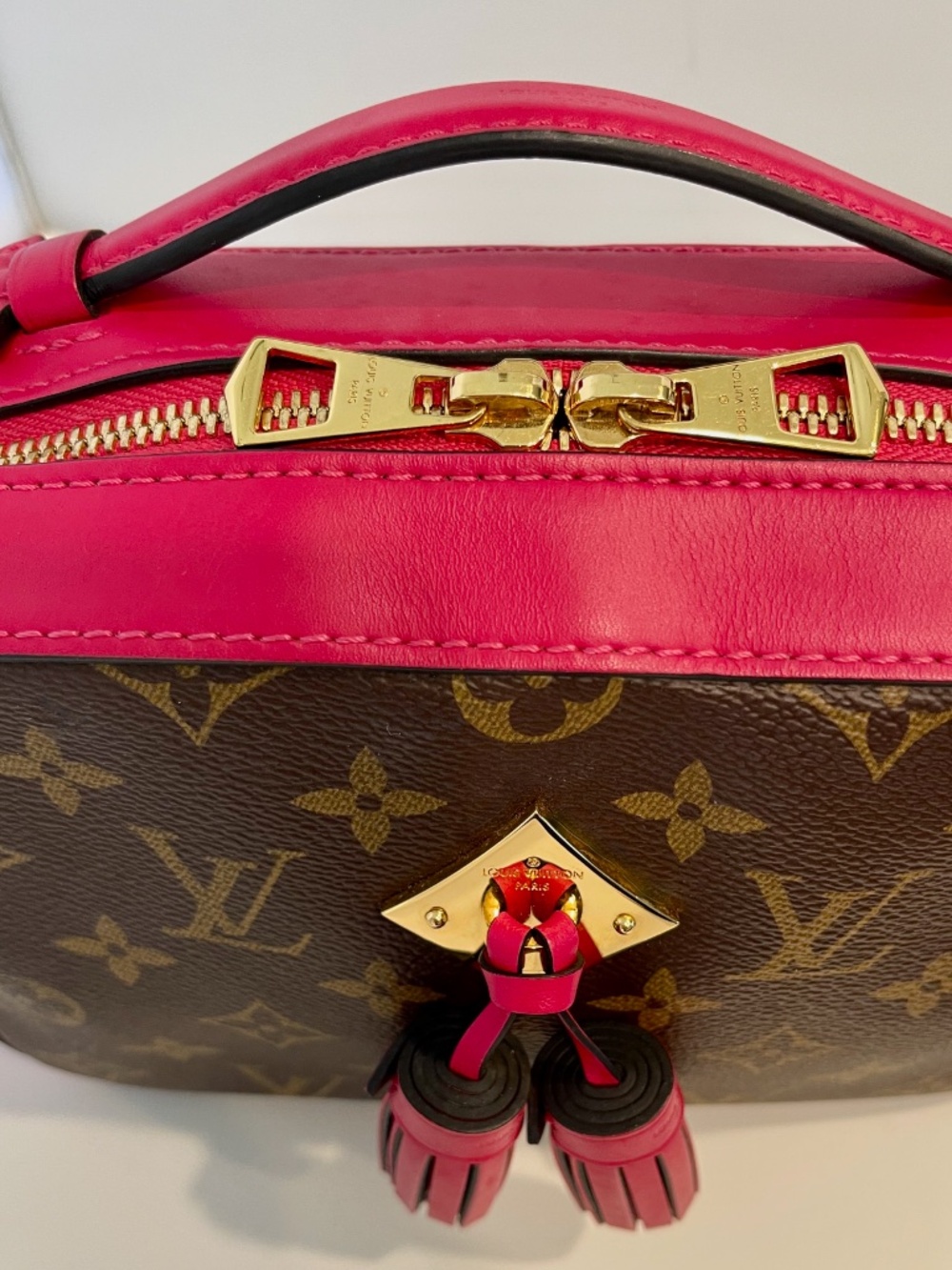 GREAT! LOUIS VUITTON MONOGRAM SAINTONGE Hot Pink FUCHSIA Crossbody Shoulder Bag - Picture 3 of 11